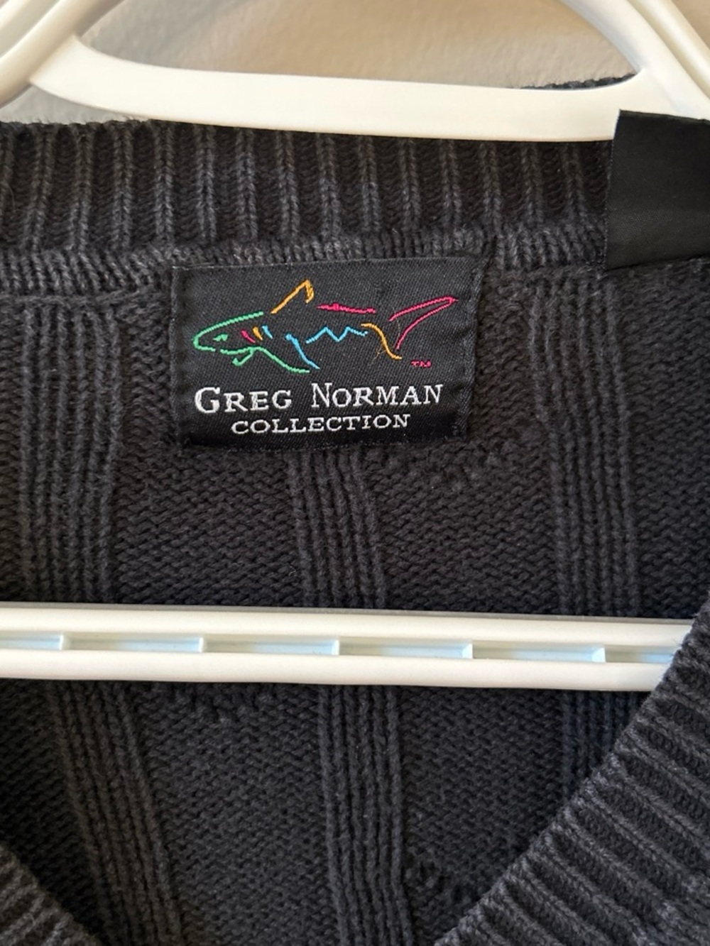 Greg Norman Collection Men's Black V-Neck Cable Sweater - Picture 2 of 3